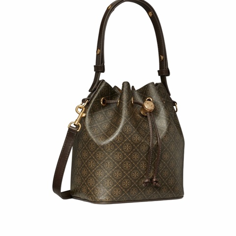 Tory Burch 女士 T Monogram 水桶包均碼碼17.9cm*11.7cm*21.2cm