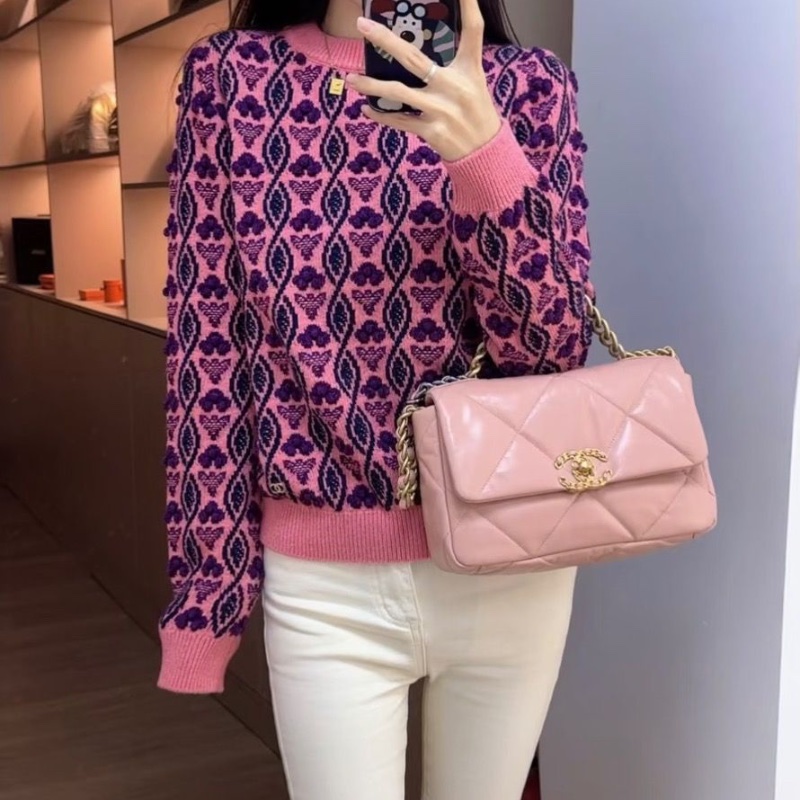 CHANEL粉金19bag小號肩背斜背包26*16*7.5 98新配件塵袋保卡-0