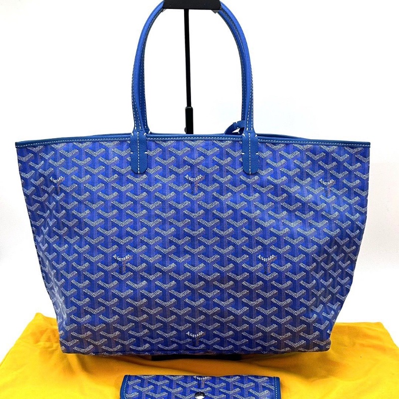 GOYARD藍色Y字滿印老花 中號肩背子母購物袋 34*28*14 98新配件塵袋-1