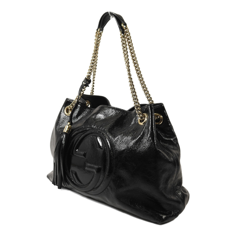 GUCCI 漆皮皮革Soho Chain Shoulder Bag金扣鏈帶肩背袋-2