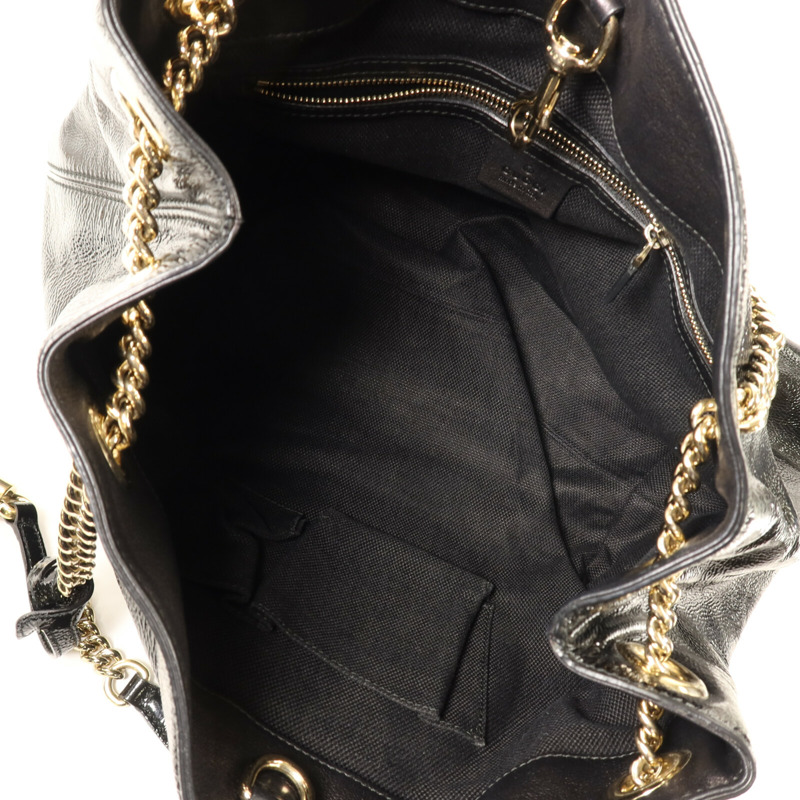 GUCCI 漆皮皮革Soho Chain Shoulder Bag金扣鏈帶肩背袋-4