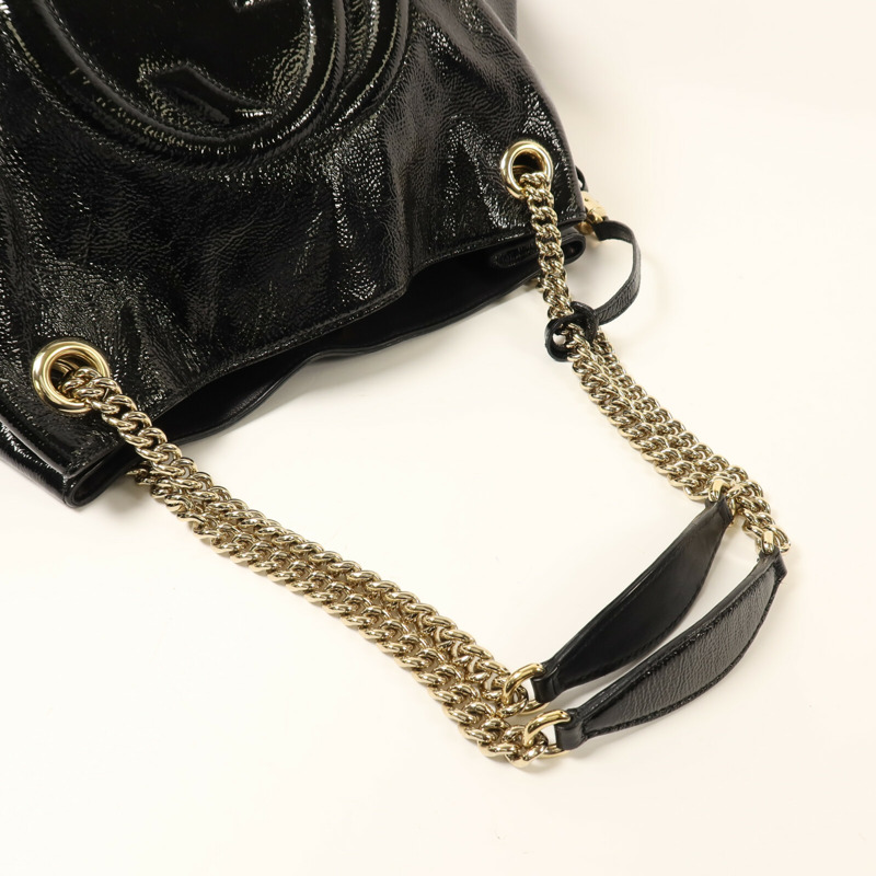 GUCCI 漆皮皮革Soho Chain Shoulder Bag金扣鏈帶肩背袋-7