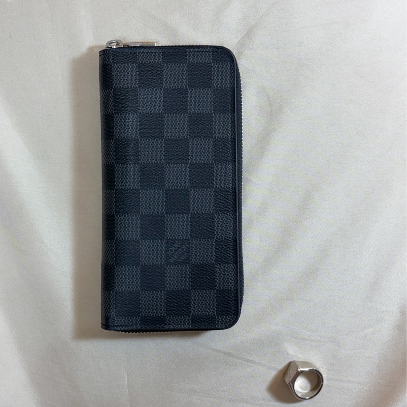 🔥經典實用 LV 路易威登 Louis Vuitton 黑棋盤格10卡拉鏈中夾-0