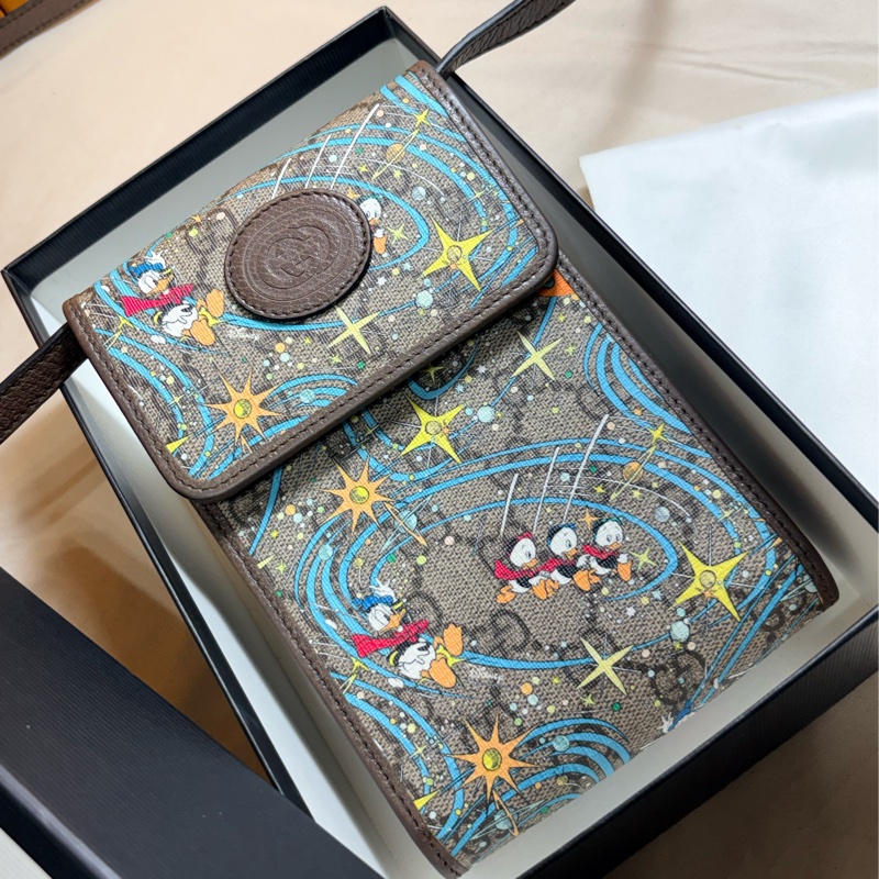 🦆近全閒置 盒裝齊全 Gucci 古馳 迪士尼 唐老鴨聯名款 老花斜背小包/手機包-2