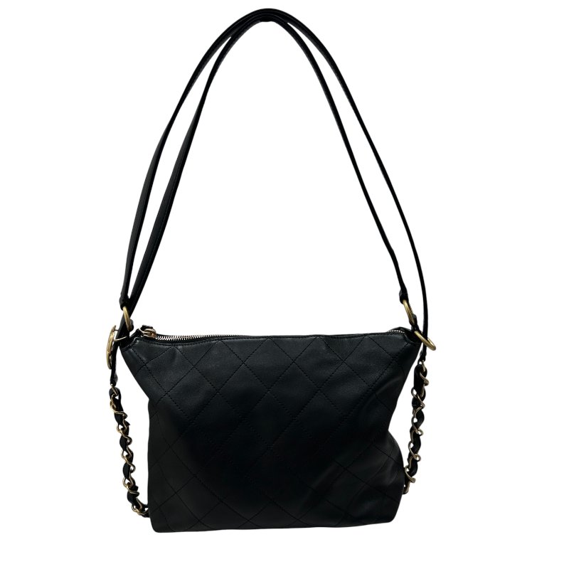CHANEL 香奈兒 皮穿鍊肩背包 小牛皮 黑色 金-0