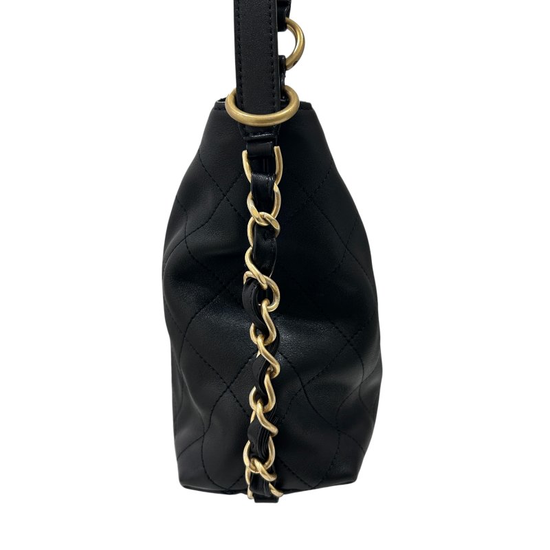 CHANEL 香奈兒 皮穿鍊肩背包 小牛皮 黑色 金-2