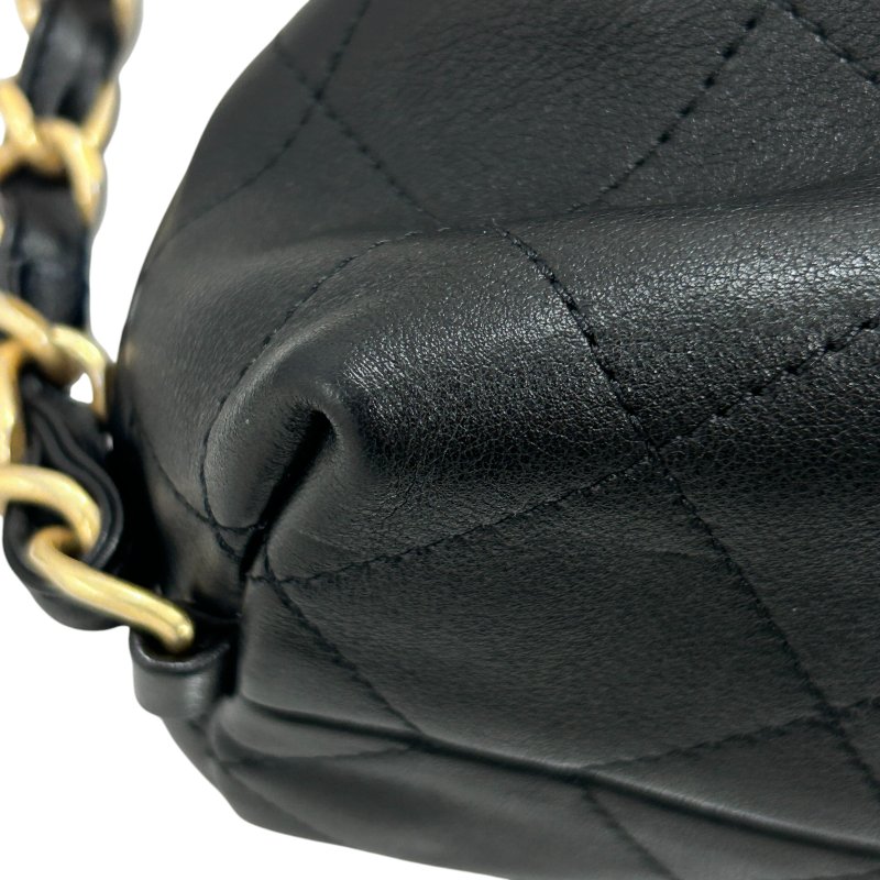 CHANEL 香奈兒 皮穿鍊肩背包 小牛皮 黑色 金-5