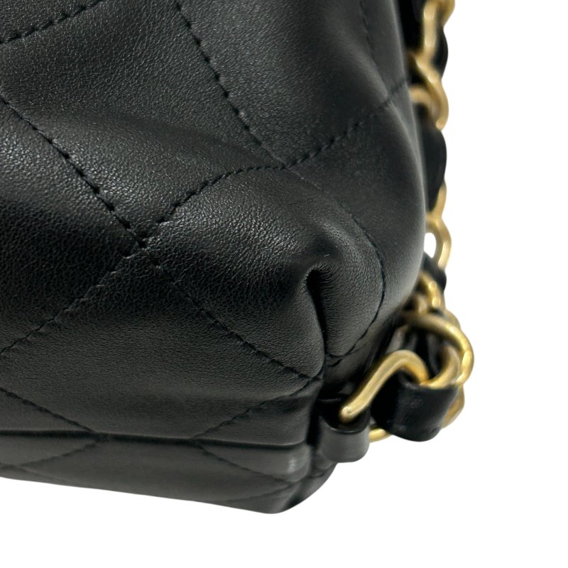 CHANEL 香奈兒 皮穿鍊肩背包 小牛皮 黑色 金-8