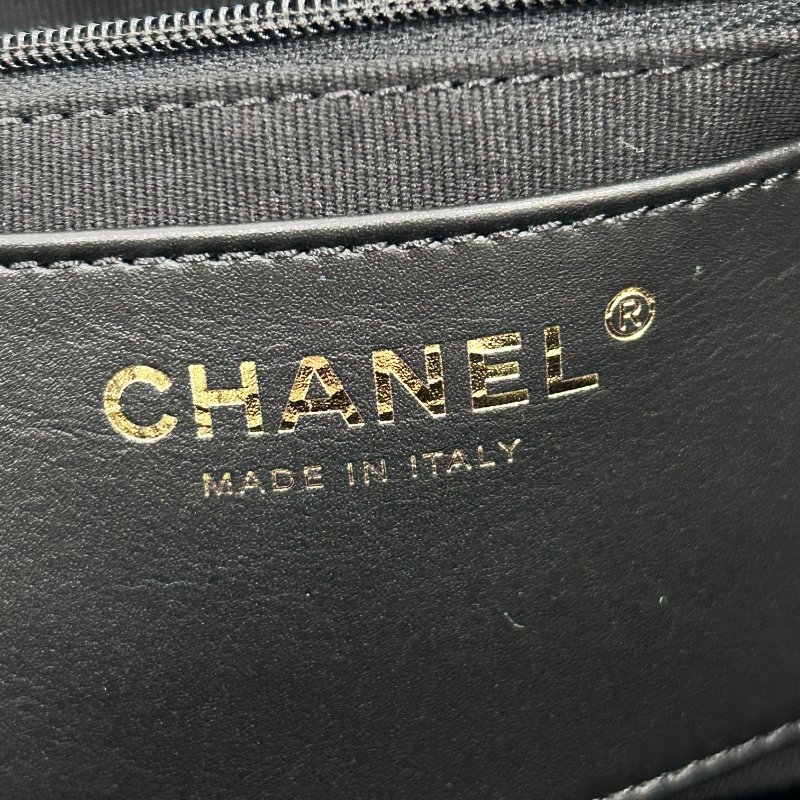 CHANEL 香奈兒 皮穿鍊肩背包 小牛皮 黑色 金-16