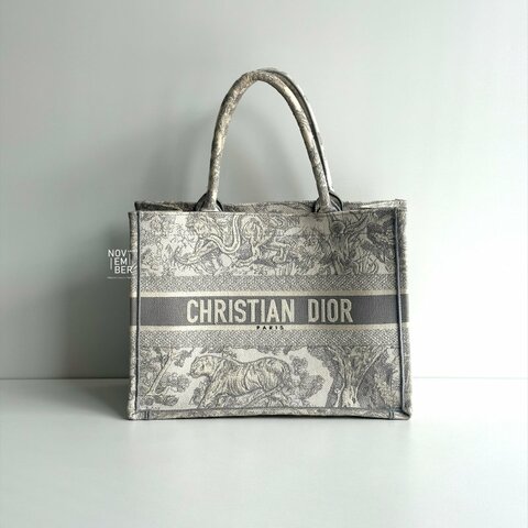 98新🩶 Dior 迪奧 Book Tote 中型托特包 米棕色和灰色