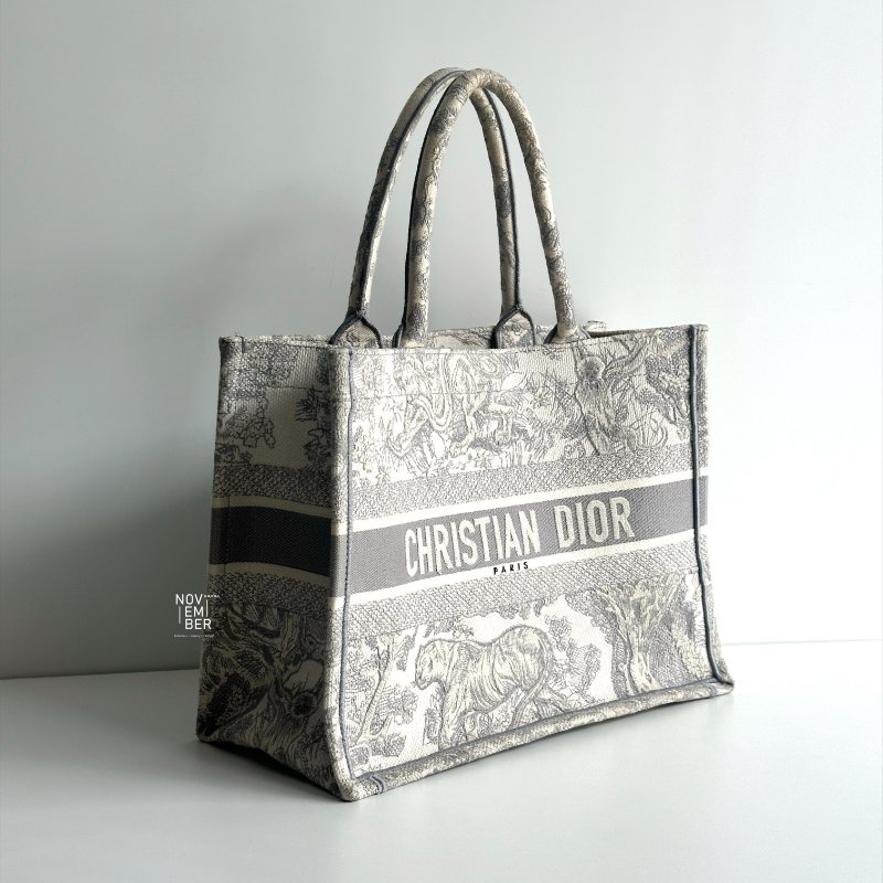 98新🩶 Dior 迪奧 Book Tote 中型托特包 米棕色和灰色-1