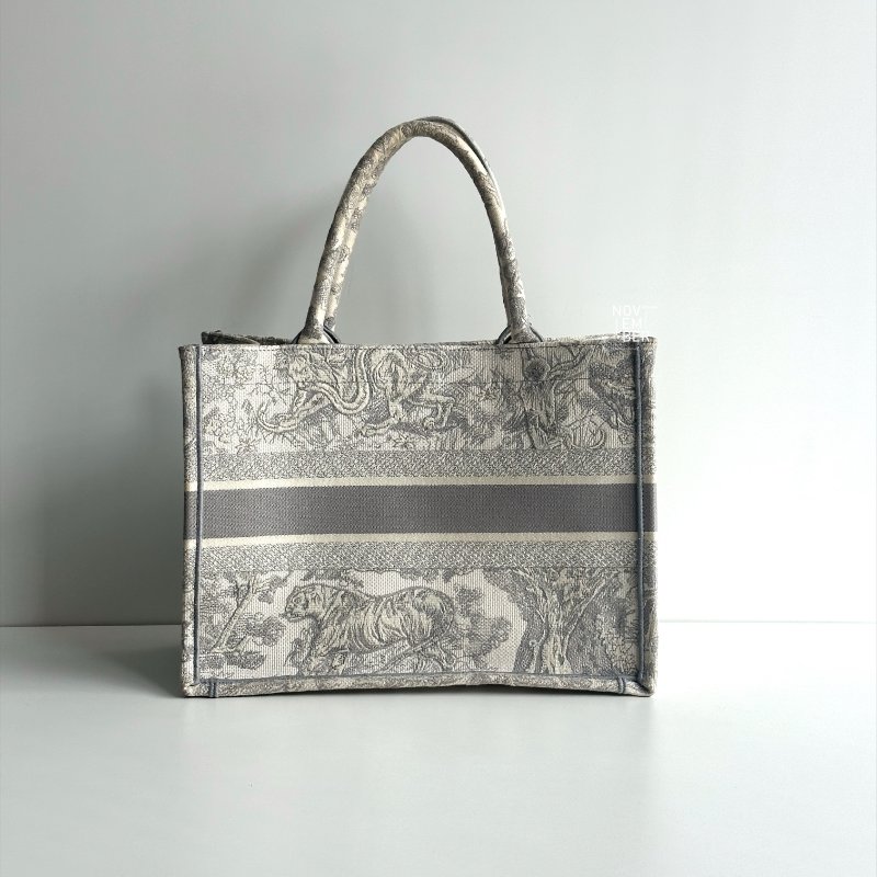 98新🩶 Dior 迪奧 Book Tote 中型托特包 米棕色和灰色-7