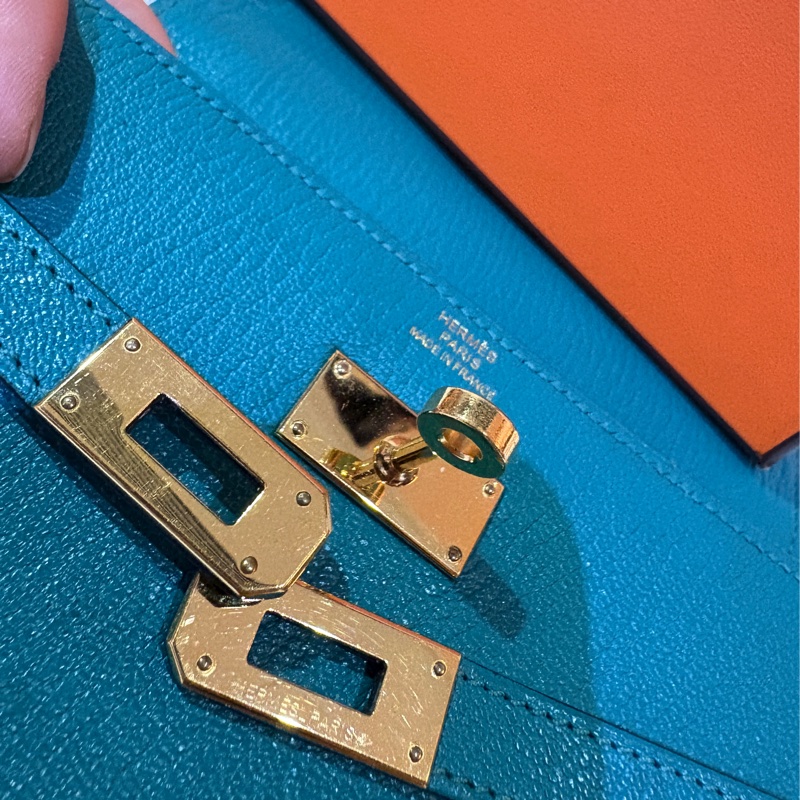 稀有釋出 孔雀綠 愛馬仕孔雀綠 凱莉中長夾-2