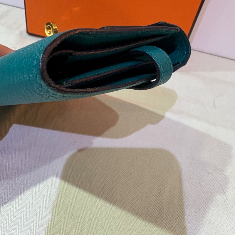 稀有釋出 孔雀綠 愛馬仕孔雀綠 凱莉中長夾-11