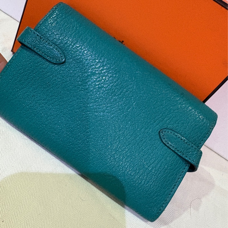 稀有釋出 孔雀綠 愛馬仕孔雀綠 凱莉中長夾-12