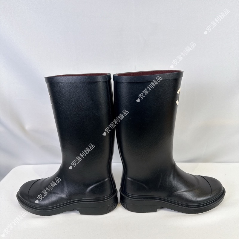 莉亞精品♡Chanel 立體白Logo中筒雨靴 二手-7