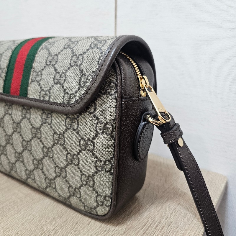 [ 新年經典款回饋福利❣️] Gucci 老花Ophidia金釦磁吸肩斜背包-3