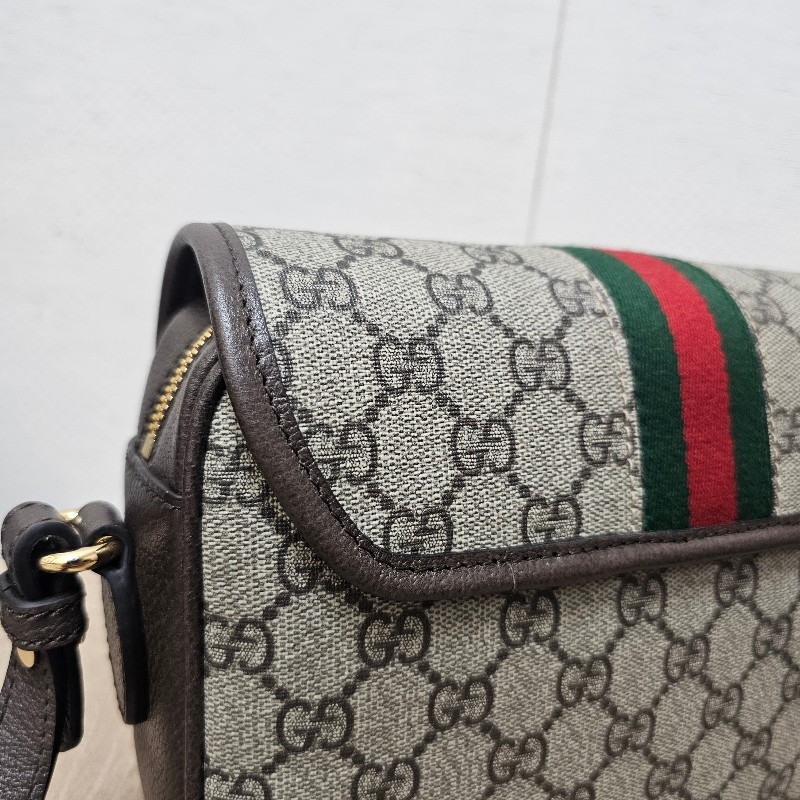 [ 新年經典款回饋福利❣️] Gucci 老花Ophidia金釦磁吸肩斜背包-4