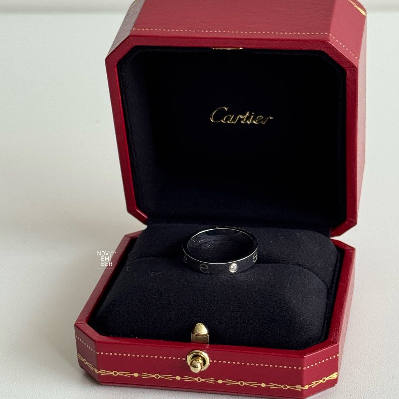 Cartier 卡地亞 LOVE戒指 白金61號 窄版單鑽-1