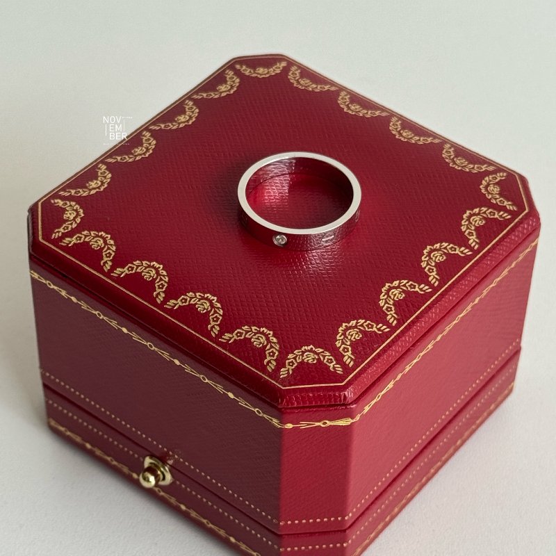 Cartier 卡地亞 LOVE戒指 白金61號 窄版單鑽-2