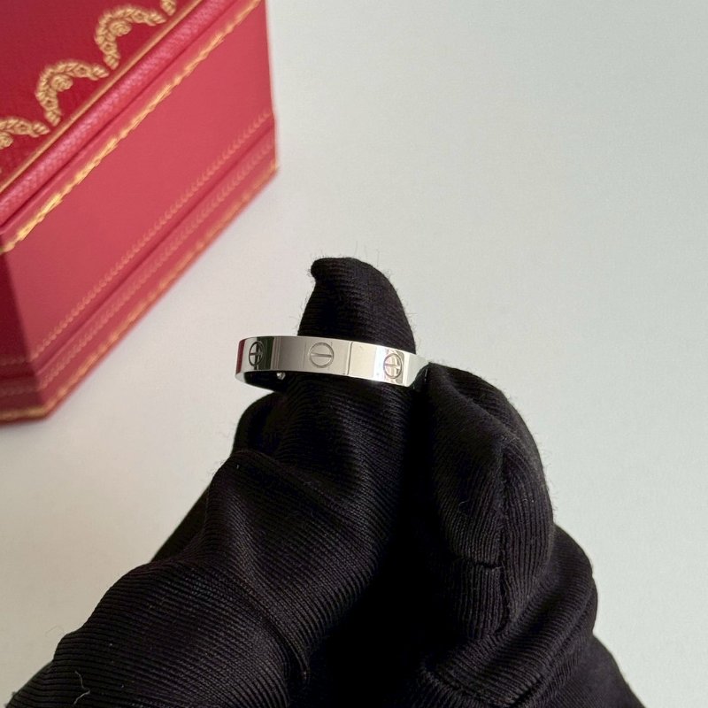 Cartier 卡地亞 LOVE戒指 白金61號 窄版單鑽-7