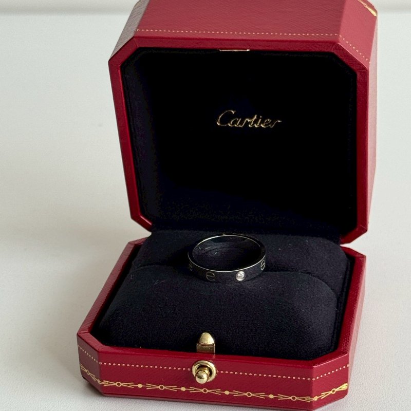 Cartier 卡地亞 LOVE戒指 白金61號 窄版單鑽-14