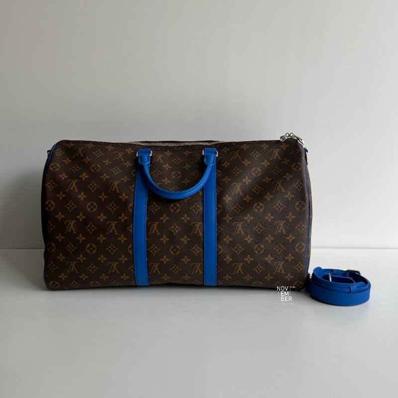 99新🆕 Louis Vuitton LV 路易威登 Keepall 50 拼寶藍色老花旅行袋-0
