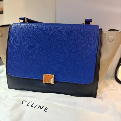 Celine Trapeze 拚色 牛皮 提包