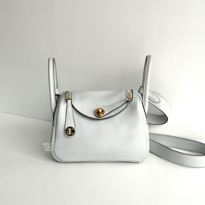 99新🆕 Hermès 愛馬仕 Mini Lindy 聖杯藍金釦 一代-0