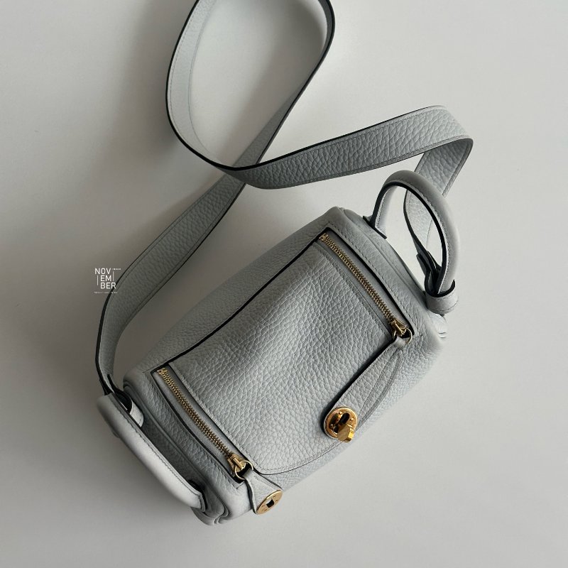 99新🆕 Hermès 愛馬仕 Mini Lindy 聖杯藍金釦 一代-3