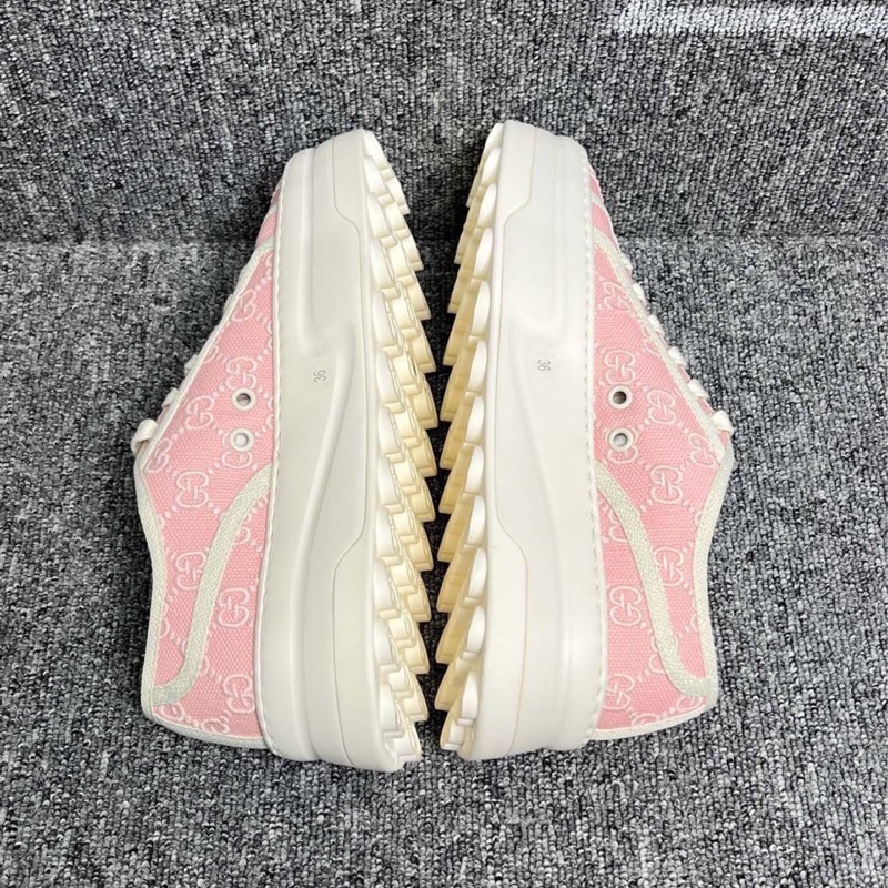 全新Gucci粉色老花1977厚底板鞋38碼-3