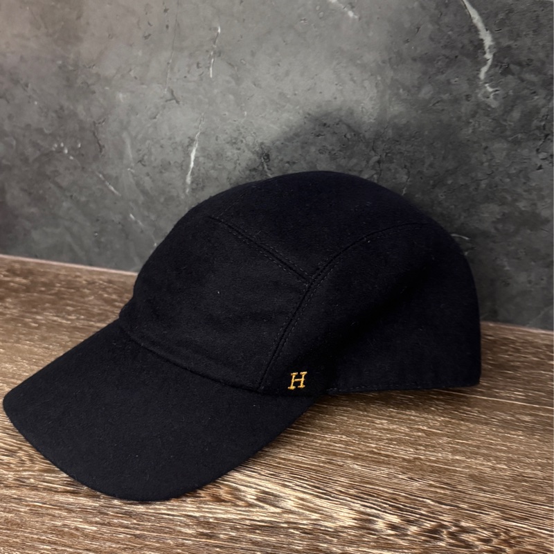 愛馬仕Hermes 黑色刺繡老帽棒球帽刺繡羊毛刺繡款58公分-4
