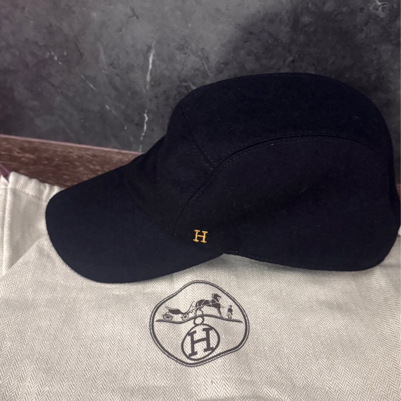 愛馬仕Hermes 黑色刺繡老帽棒球帽刺繡羊毛刺繡款58公分-10