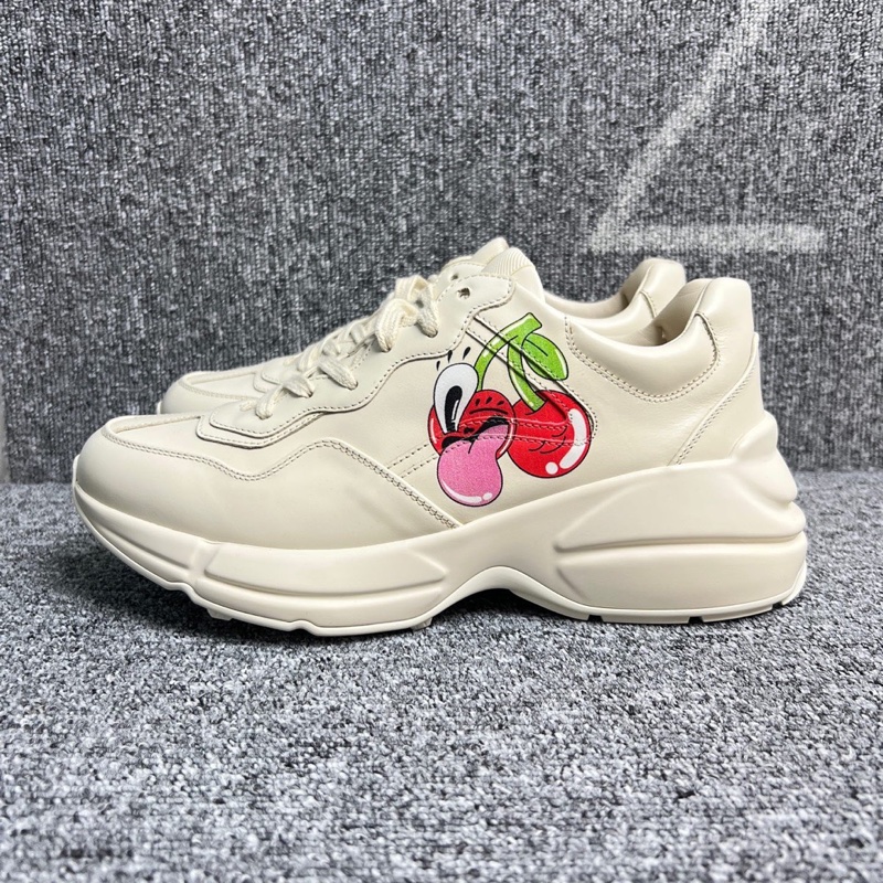 全新 Gucci 米白色皮面櫻桃愛心印花老爹鞋36.5碼-7