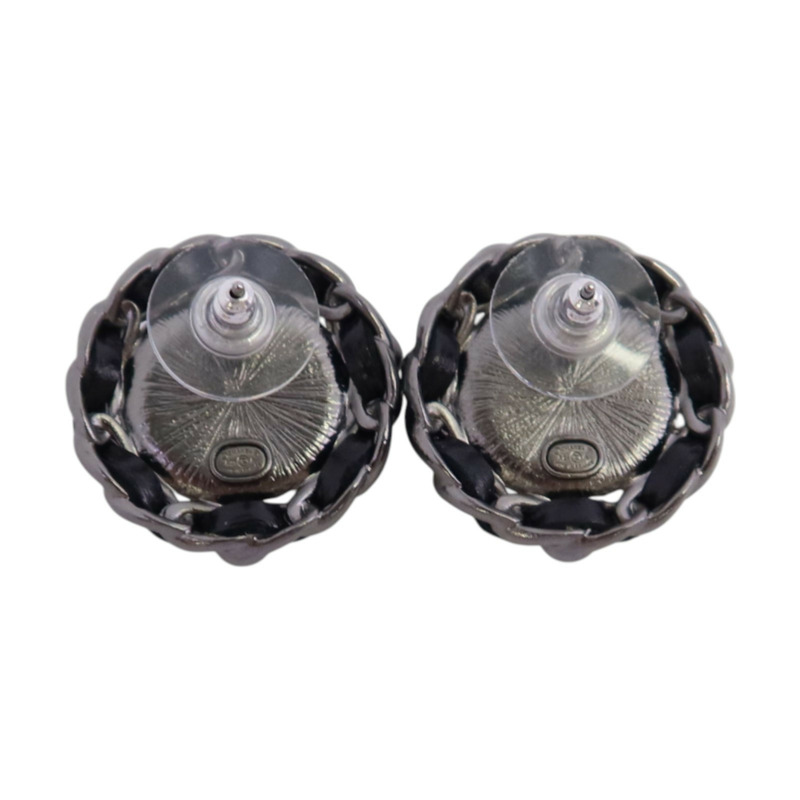 CHANEL 金屬/水鑽/PVC Earrings銀扣耳環-2