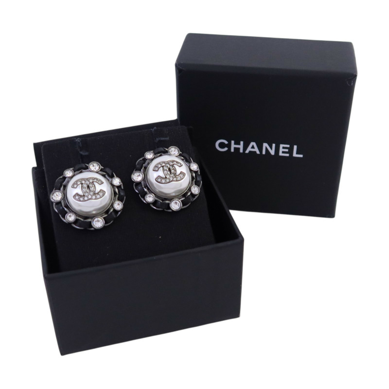 CHANEL 金屬/水鑽/PVC Earrings銀扣耳環-8