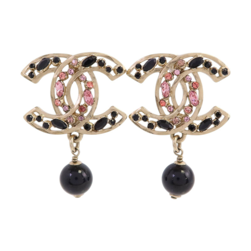 CHANEL 金屬/水鑽/PVC CC Drop Earrings耳環-0