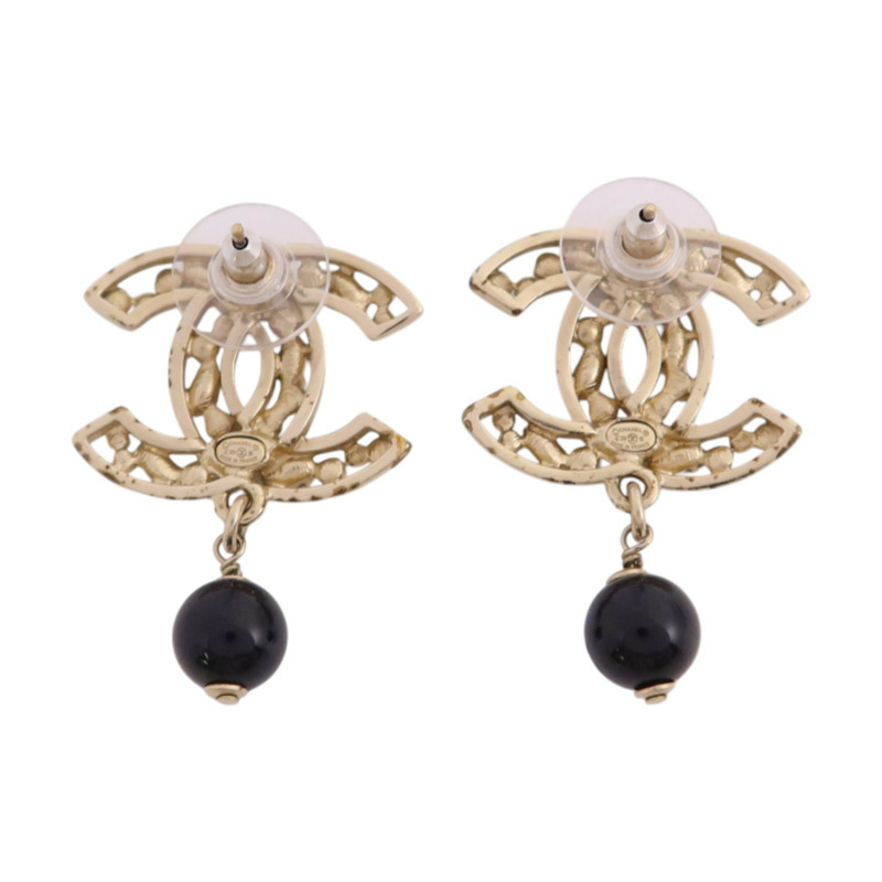 CHANEL 金屬/水鑽/PVC CC Drop Earrings耳環-2