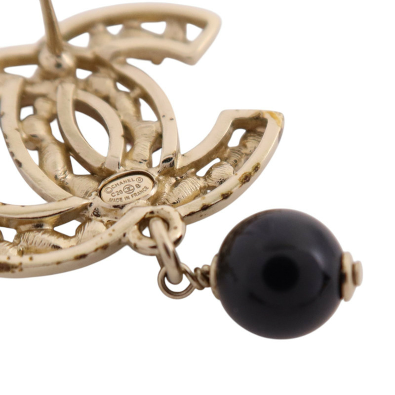 CHANEL 金屬/水鑽/PVC CC Drop Earrings耳環-6