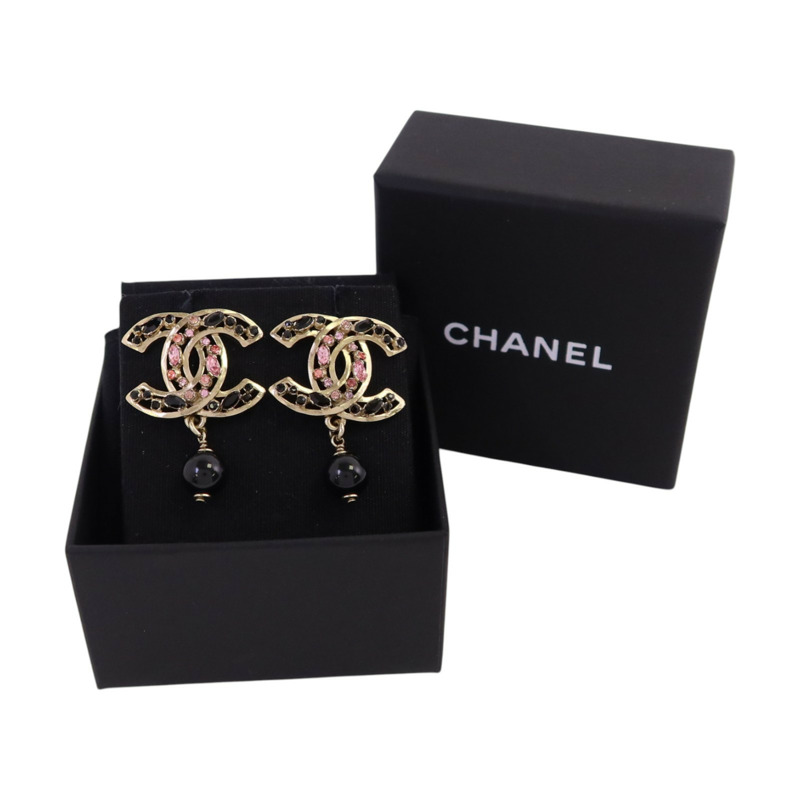 CHANEL 金屬/水鑽/PVC CC Drop Earrings耳環-8