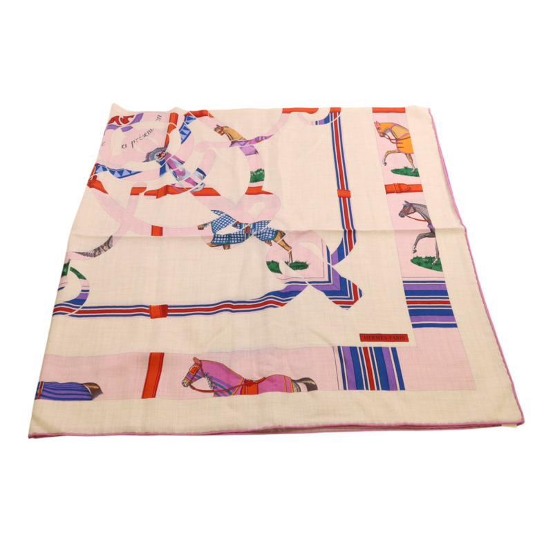 HERMES 羊絨/絲質Mors A Jouets Bandana Shawl 140絲巾-3