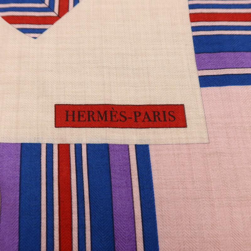 HERMES 羊絨/絲質Mors A Jouets Bandana Shawl 140絲巾-6