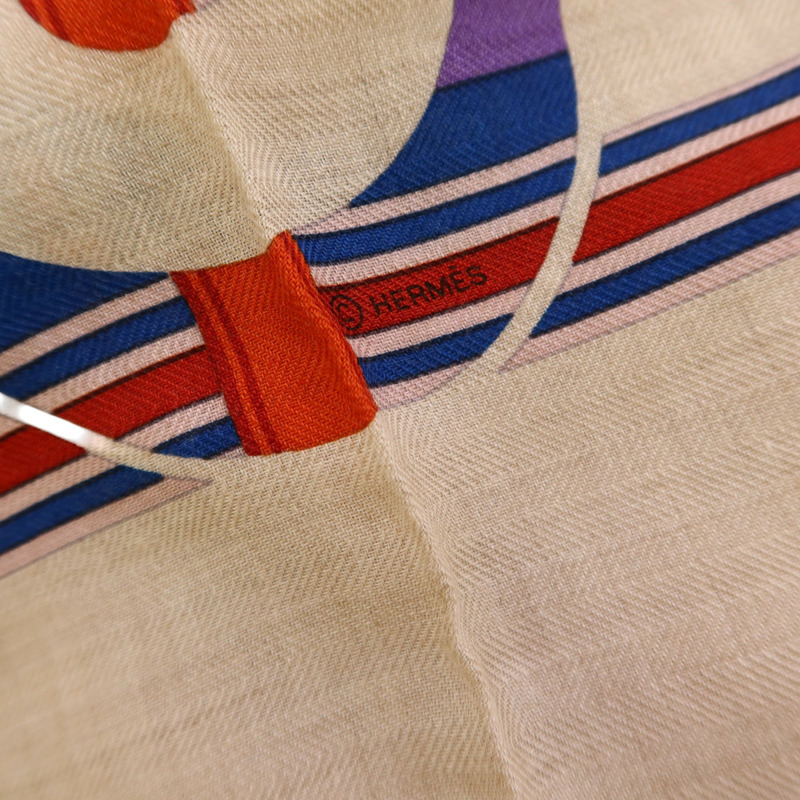 HERMES 羊絨/絲質Mors A Jouets Bandana Shawl 140絲巾-8