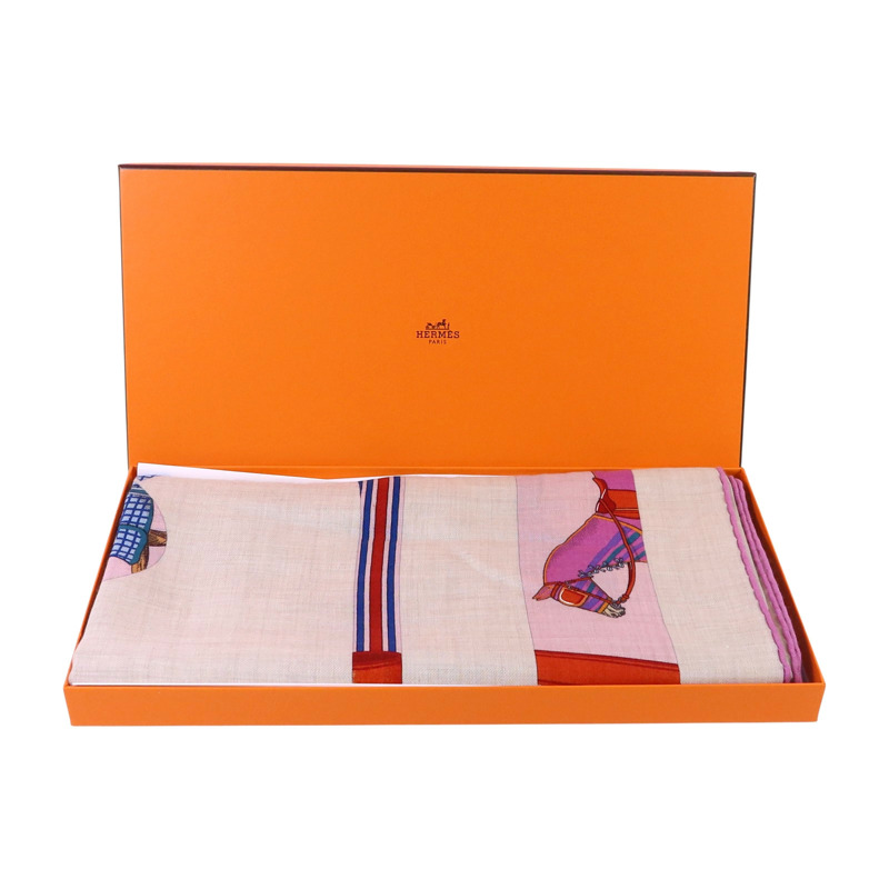 HERMES 羊絨/絲質Mors A Jouets Bandana Shawl 140絲巾-9