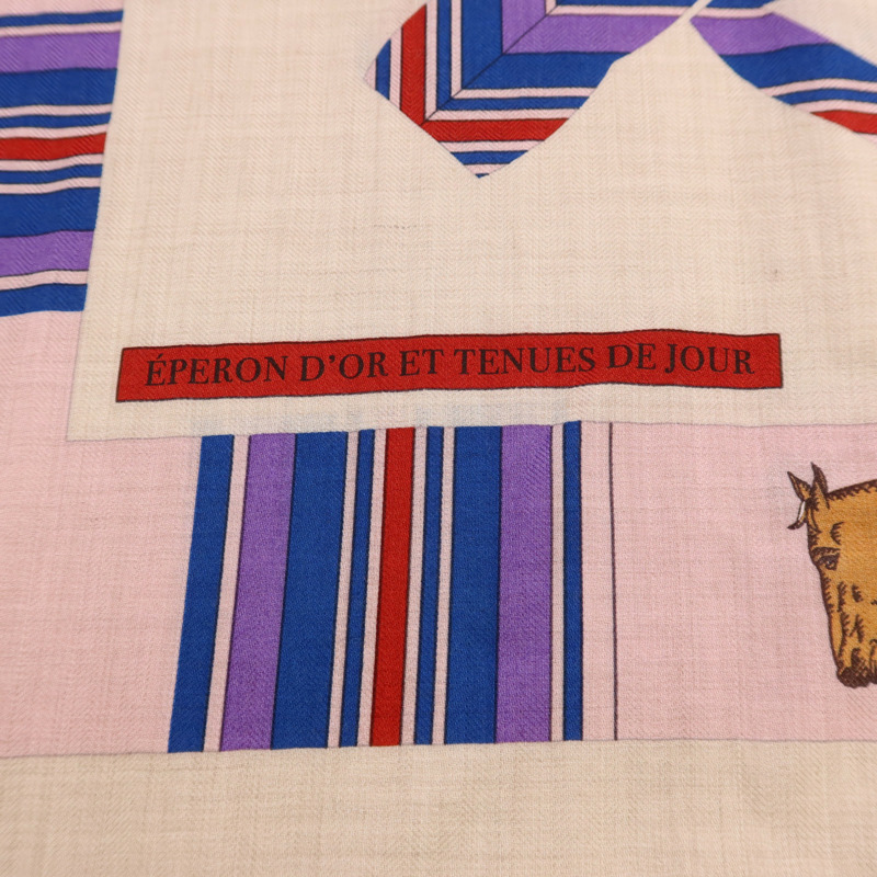 HERMES 羊絨/絲質Mors A Jouets Bandana Shawl 140絲巾-11