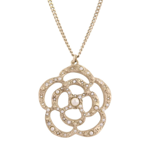 CHANEL 金屬/仿珍珠/水鑽Necklace金扣項鏈