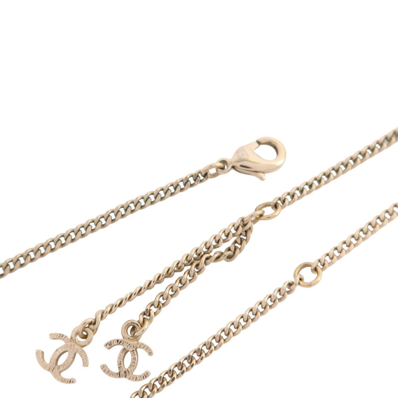 CHANEL 金屬/仿珍珠/水鑽Necklace金扣項鏈-4