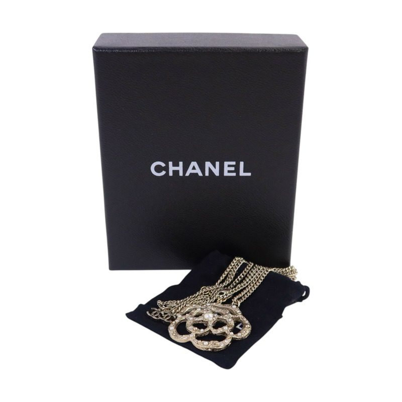CHANEL 金屬/仿珍珠/水鑽Necklace金扣項鏈-6
