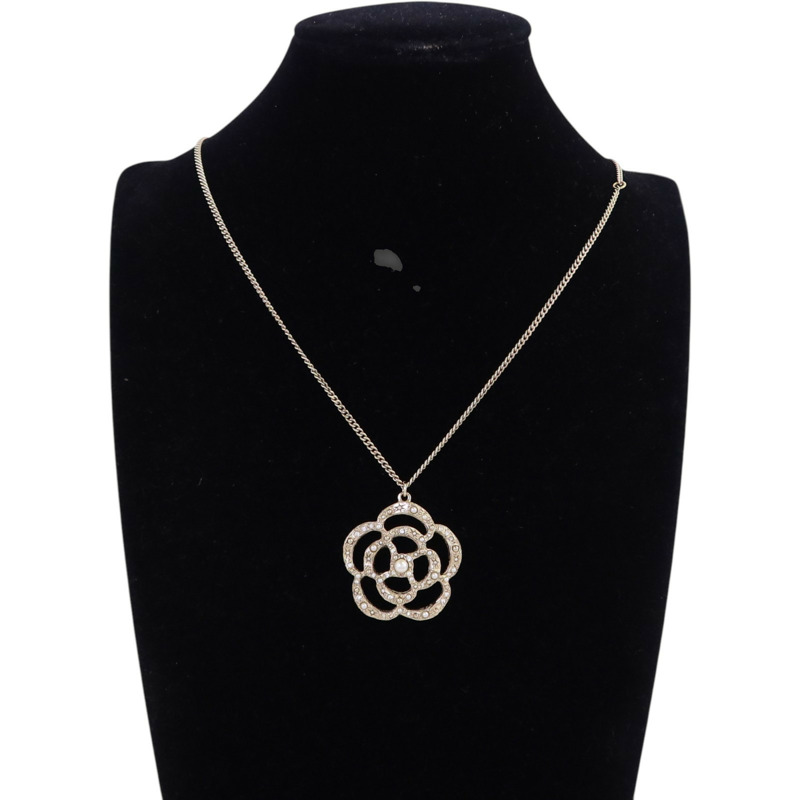 CHANEL 金屬/仿珍珠/水鑽Necklace金扣項鏈-7