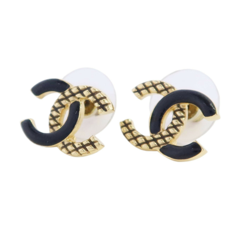 CHANEL 金屬/PVC CC Earrings金扣耳環-1
